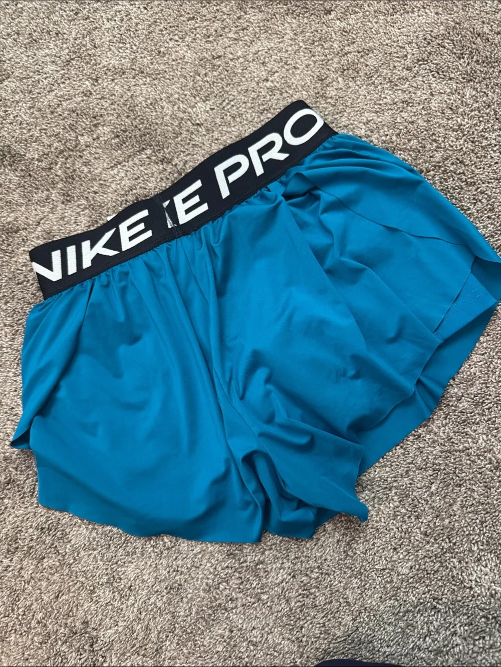 Nike Pro GIRLS Teal Athletic Shorts with White Swoosh
